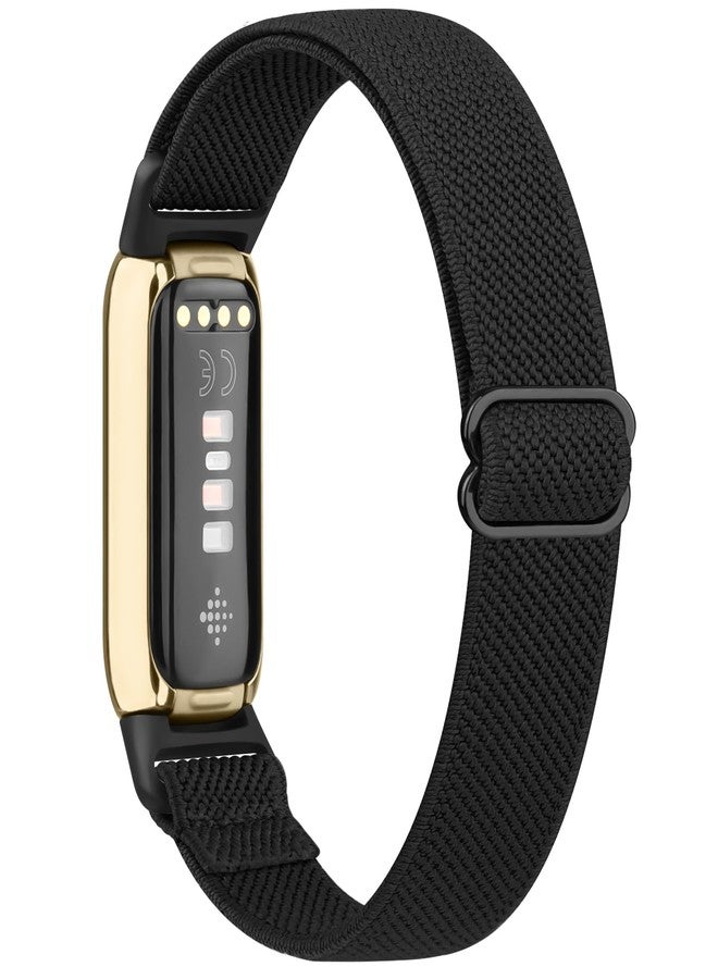 Meliya Band Compatible with Fitbit Luxe Bands for Women Men, Soft Elastic Nylon Wristband Replacement Sport Strap for Fitbit Luxe Fitness Tracker (Black) - Image 1